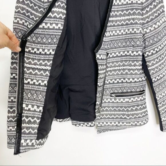 Rebecca Taylor Blazer Femme Fancy Tweed Crop Jacket Black White Size 4 - Picture 8 of 16